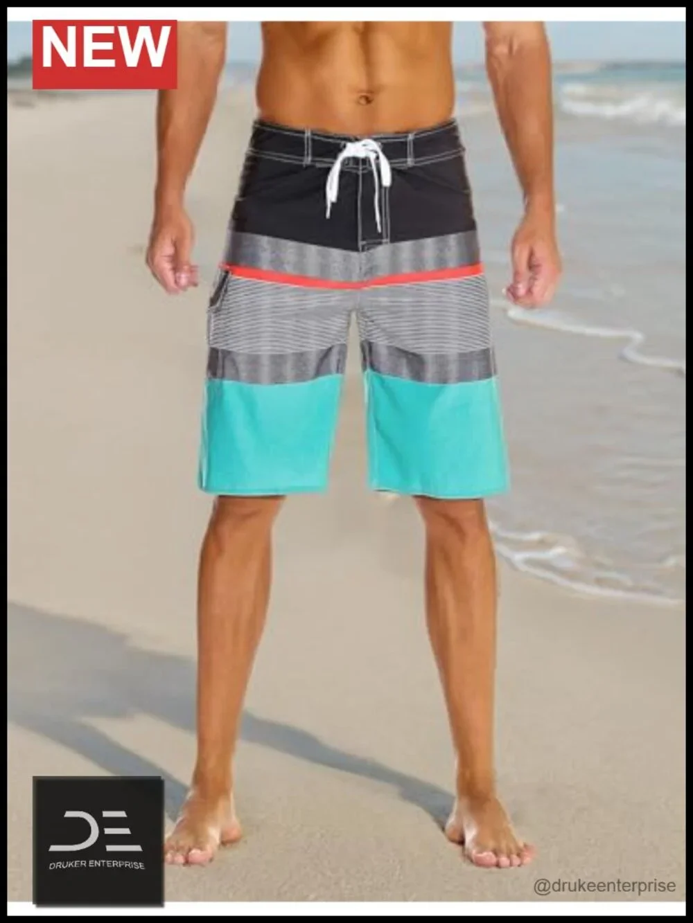 Men's Quick Dry Board Shorts with Lining and Pockets